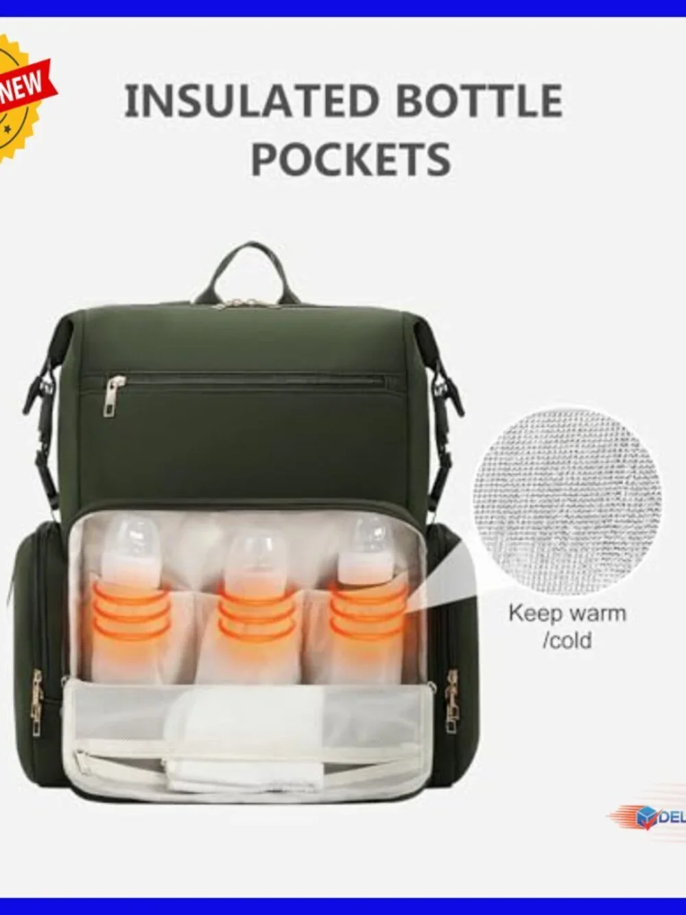 Large Neoprene Diaper Backpack with Changing Pad, 10 Pockets, Water-Resistant